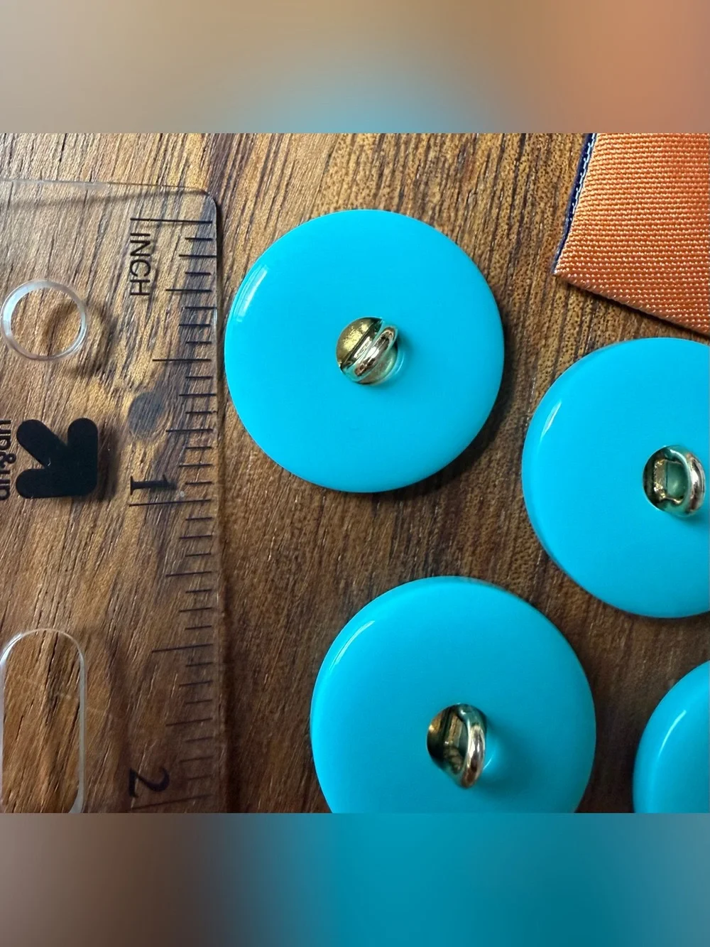 Lot Of 5 Blue Turquoise Tory Burch Logo Buttons From Sweater Gold Tone